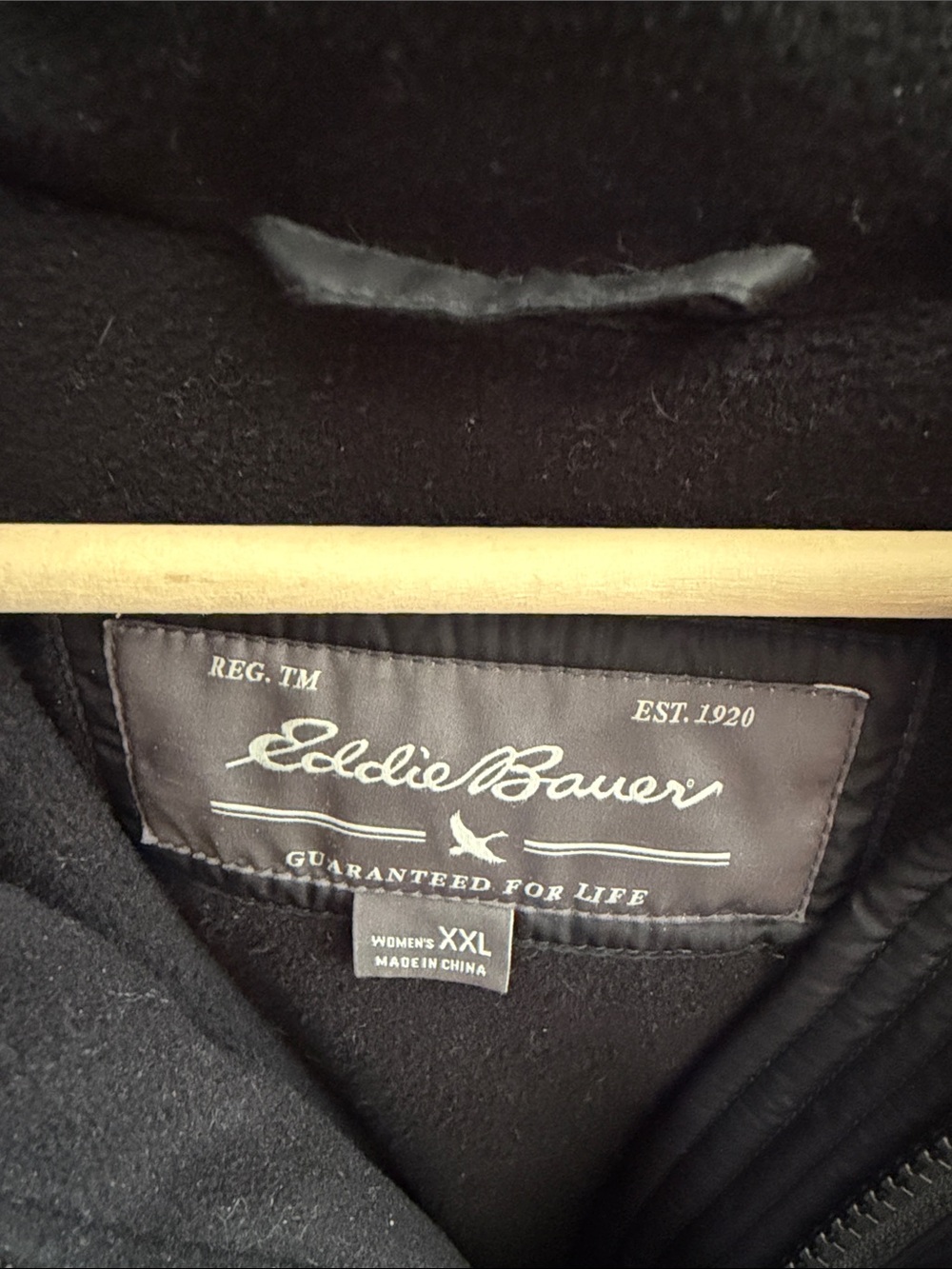 Eddie Bauer Long Black Puffer Coat with Faux Fur Trim Hood - Picture 2 of 4